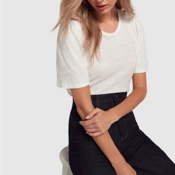 G. Label by Goop Tops - G. by Goop | Small White Jordan Cotton/Linen T-Shirt